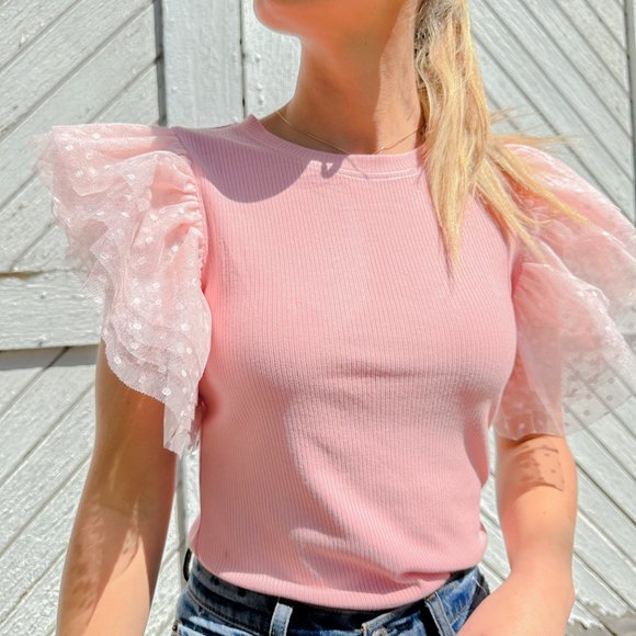 Southern Bell Pink Ruffle Top - Picture 1 of 4